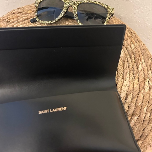 💜 SAINT LAURENT Gold Glitter Sunglasses - Picture 8 of 9